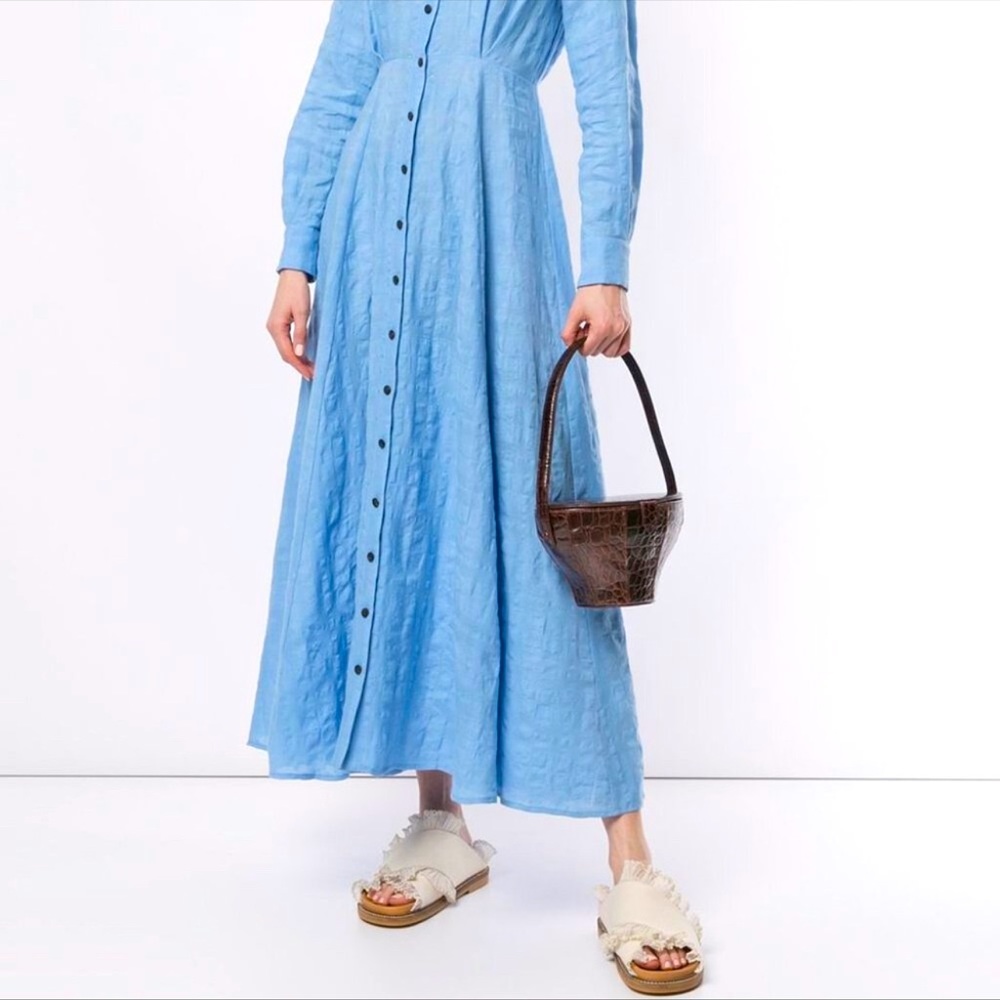 STAUD Alice Croc Embossed Leather Bucket Bag - NEW